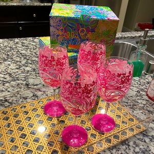 Lily Pulitzer printed glasses set of 2 boxes